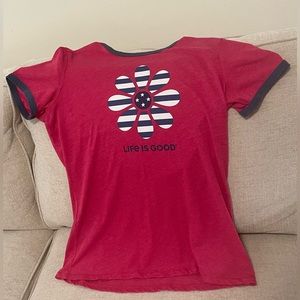 Life is Good sangria red tee